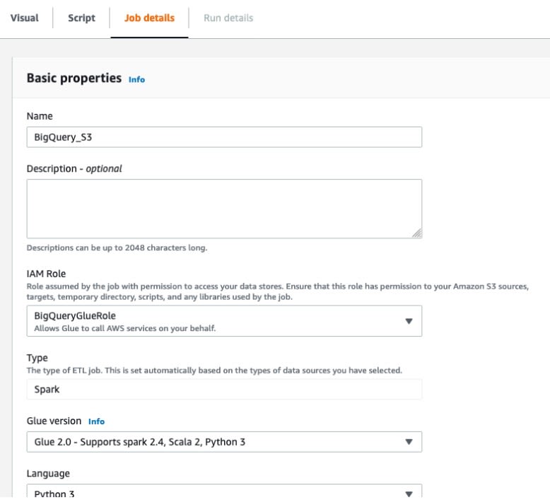 BigQuery to Redshift | Creating the ETL job in AWS Glue Studio